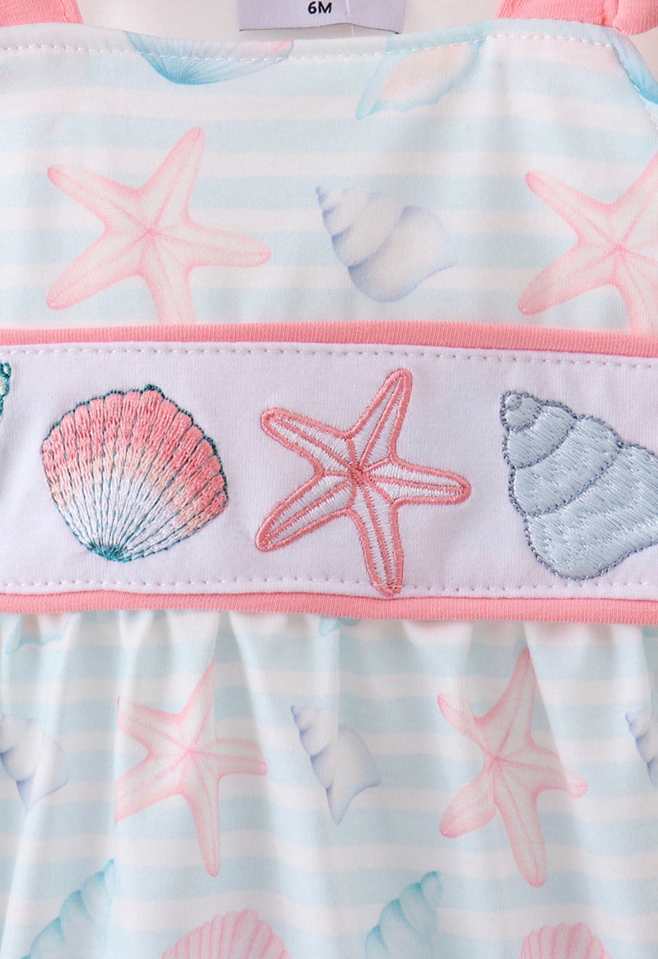 Pink shell starfish embroidery bow bubble