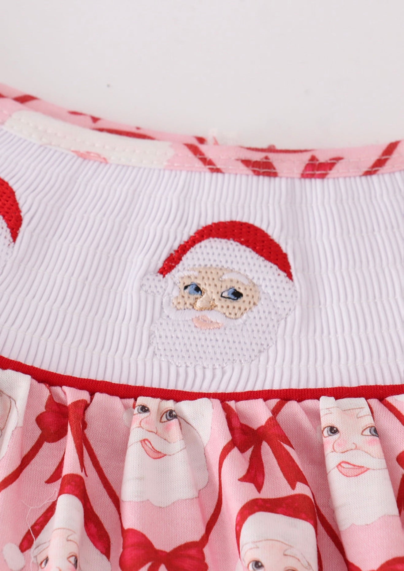 Red Santa Claus Smocked Bloomer Set ￼