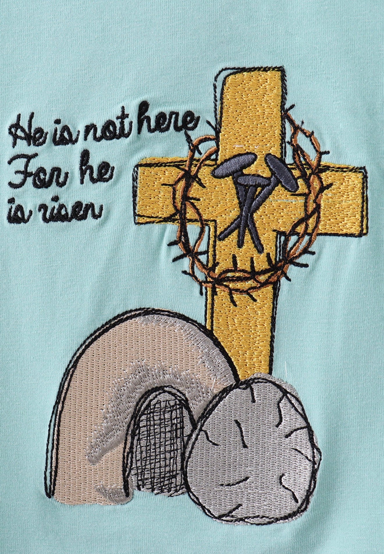 Blue He is risen boy’s embroidery top