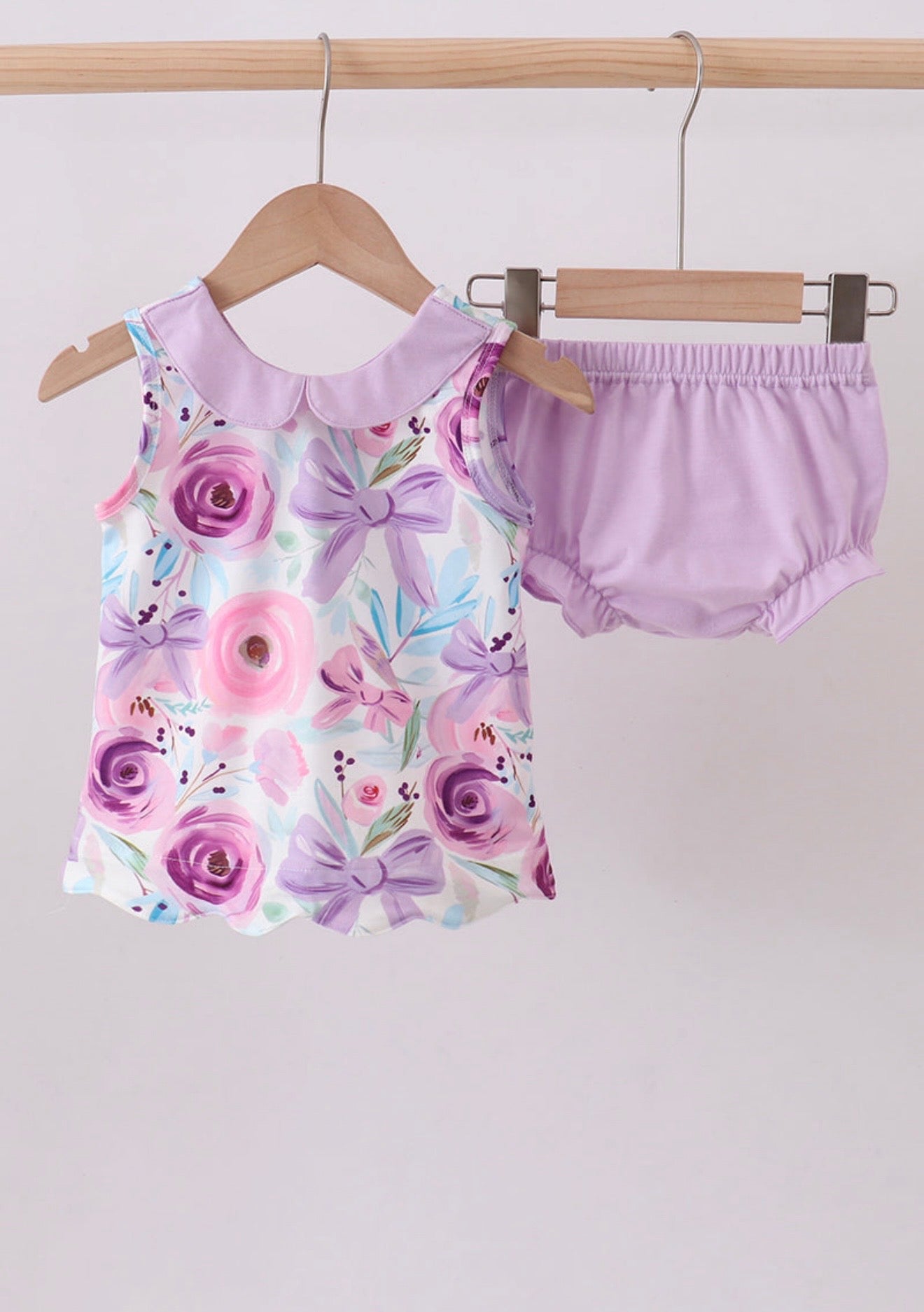 Purple floral print bloomer set
