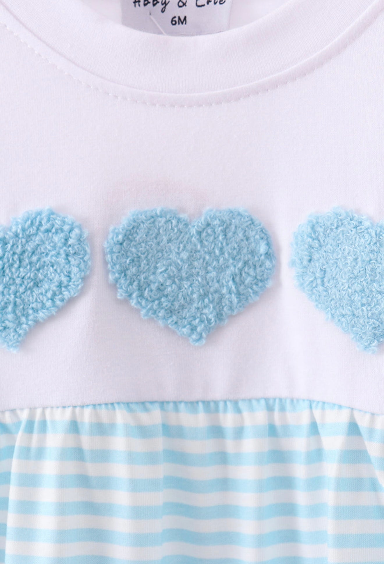 Blue heart French knot romper