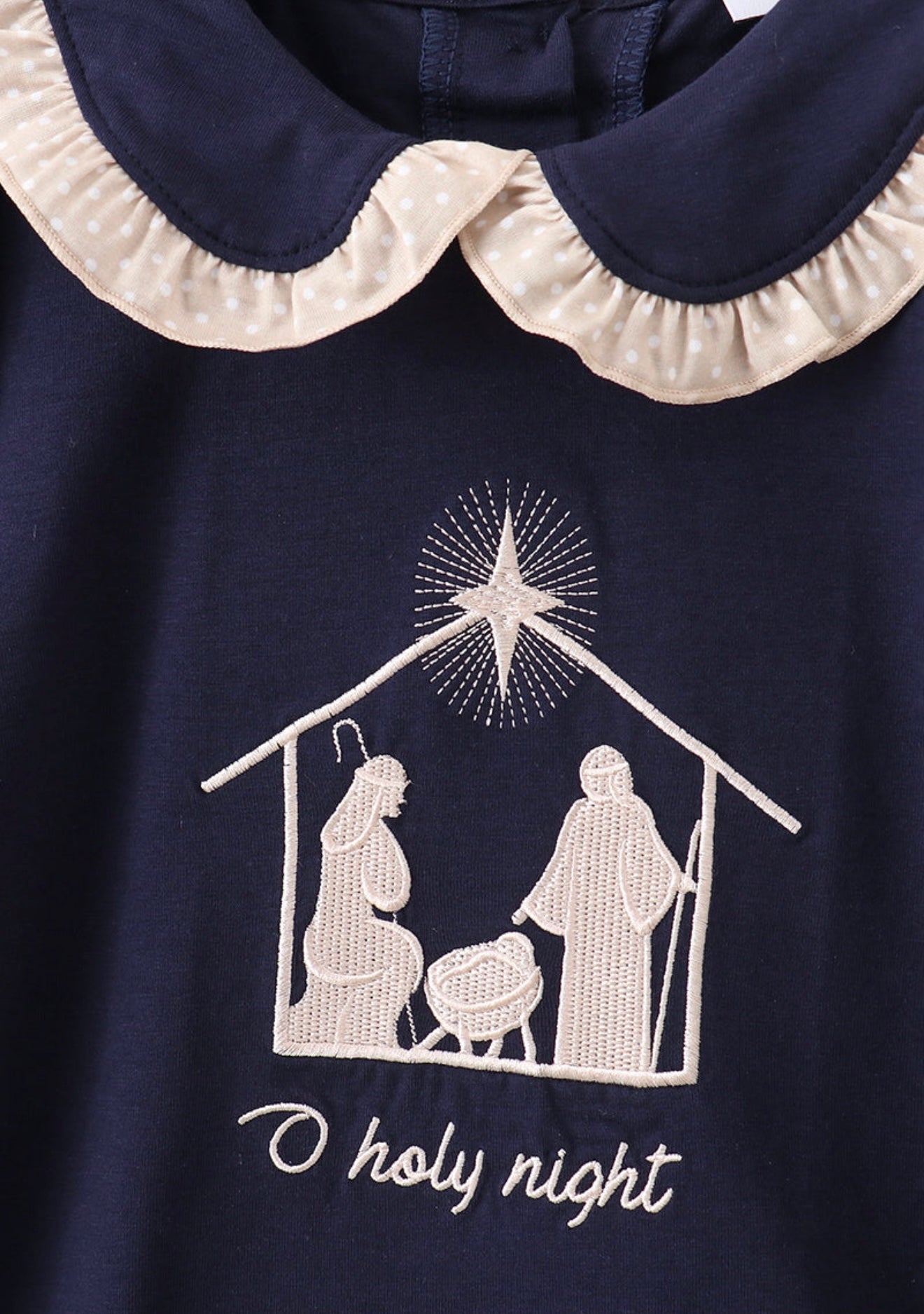 Navy nativity “Oh Holy Night” embroidery dress
