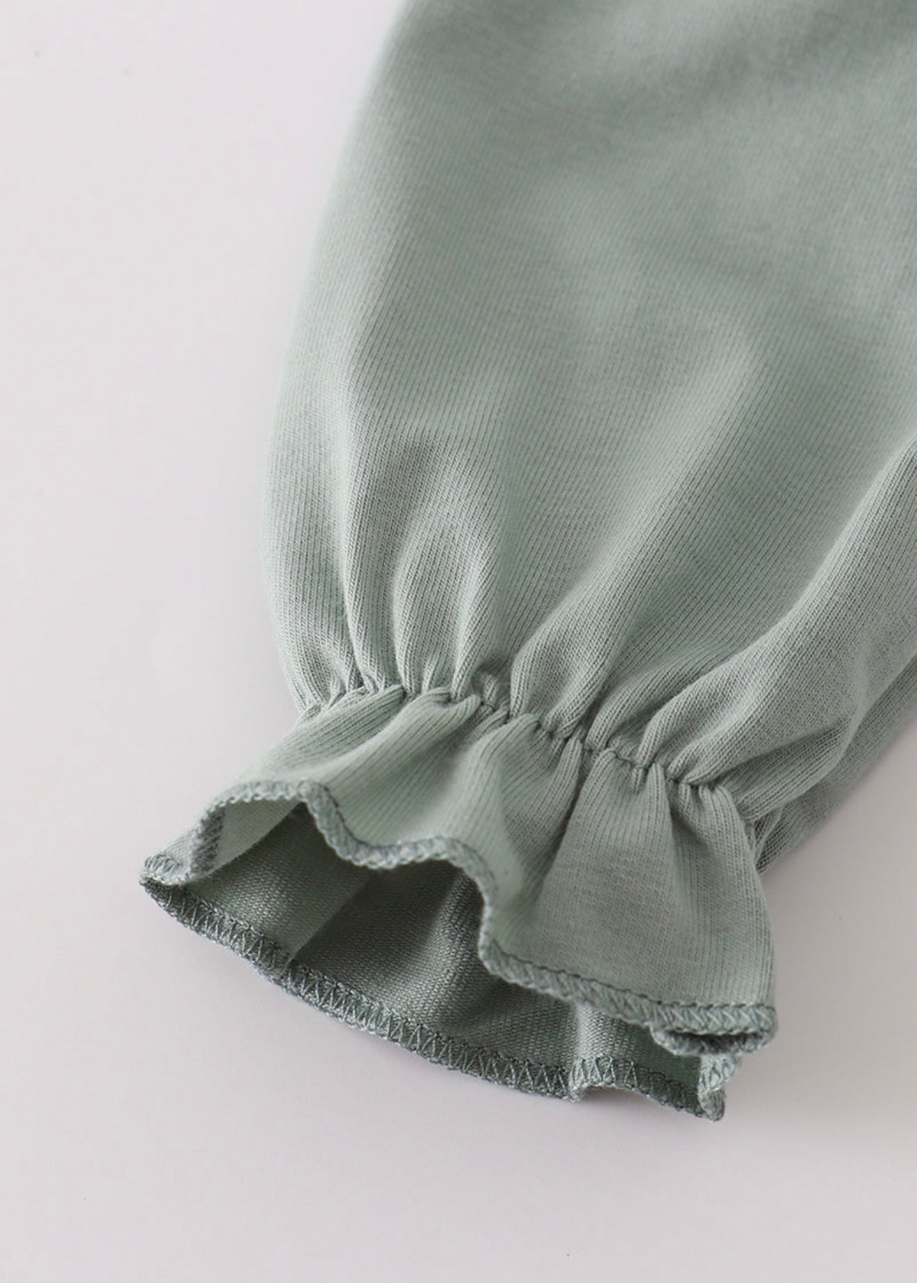 Sage Turkey French Knot Girl’s Ruffle Bubble