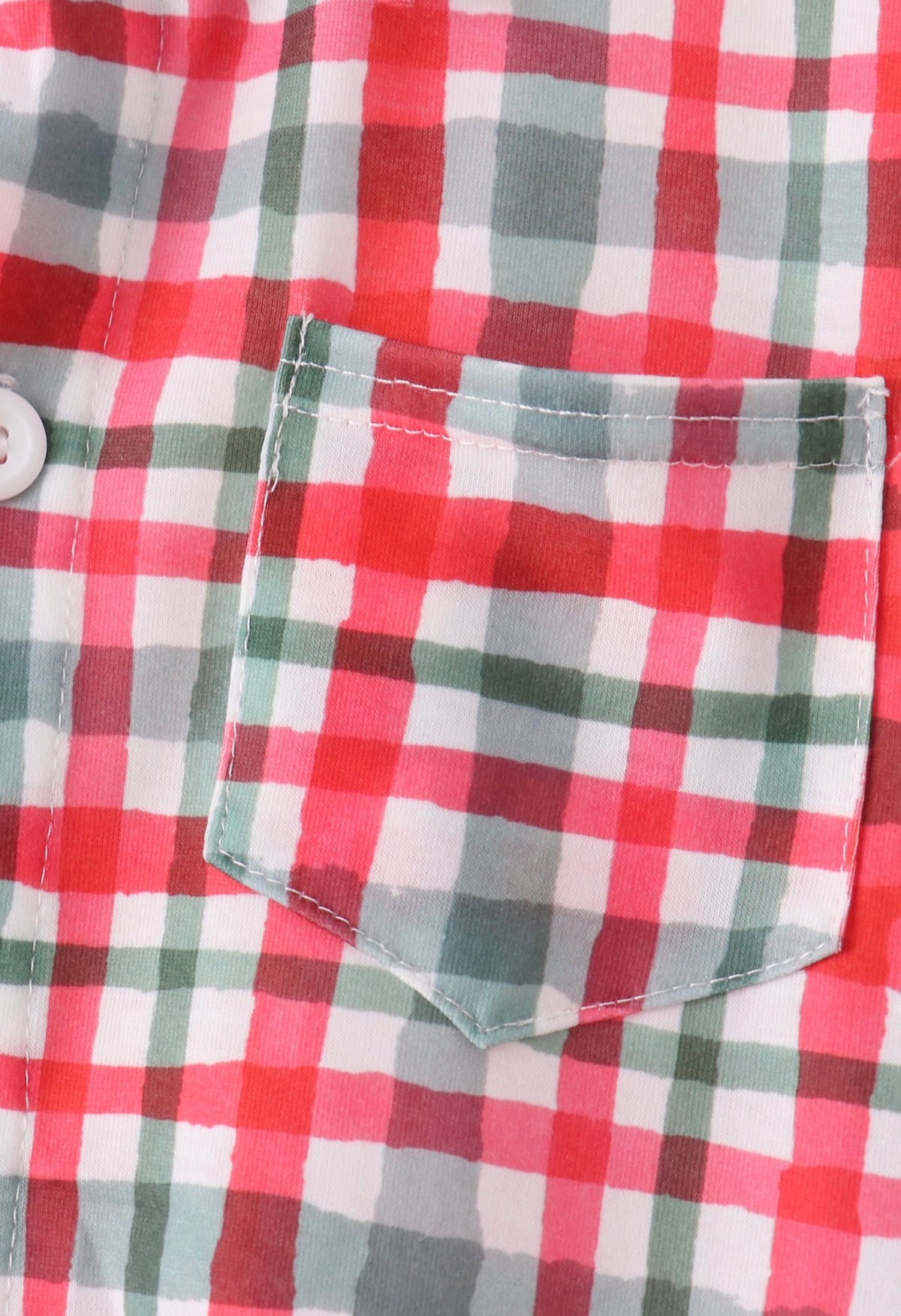 Red plaid pocket button down shirt