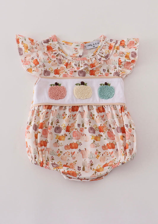 Beige French knot girl ruffle bubble