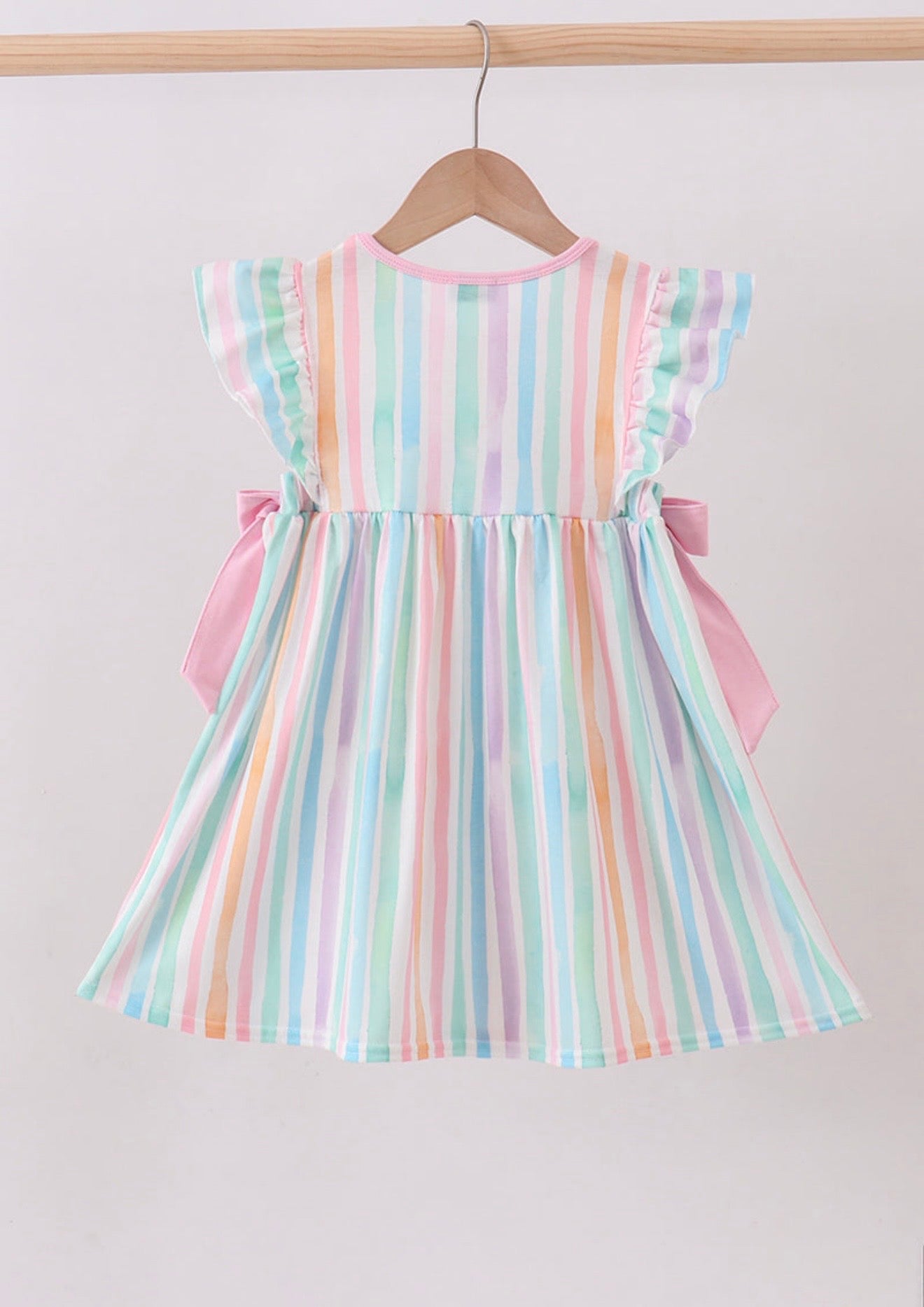 Multicolored stripe marine embroidery dress