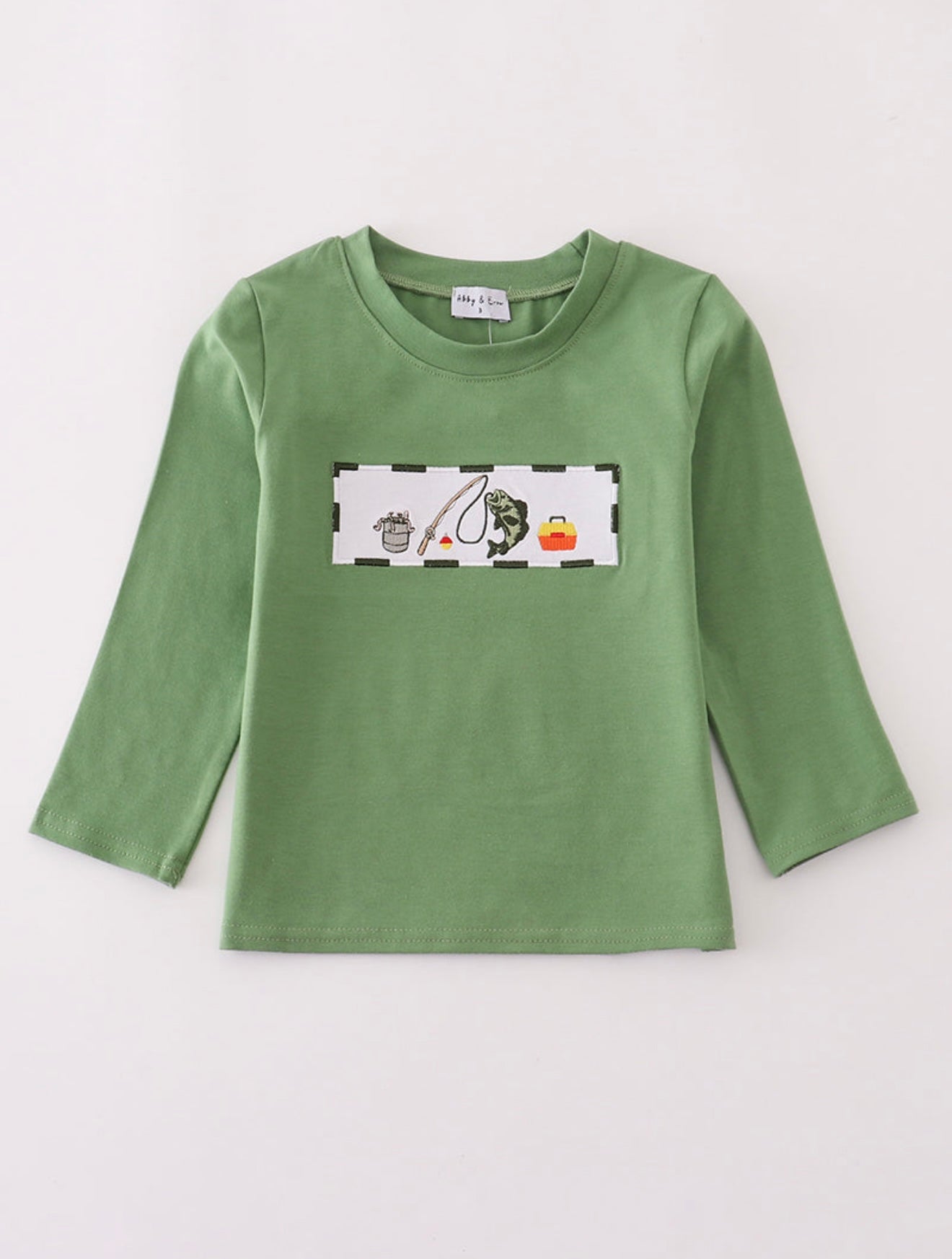 Green fishing embroidery top