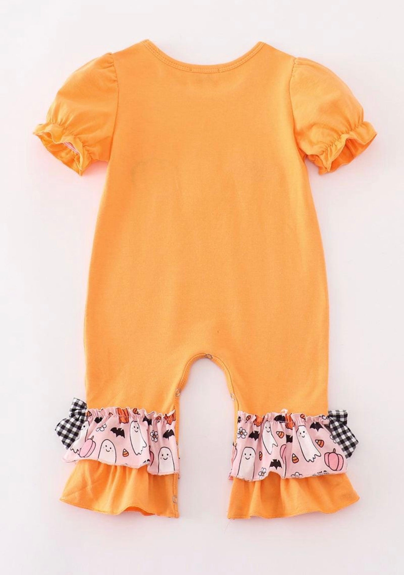 Orange Halloween ghost pumpkin girl romper