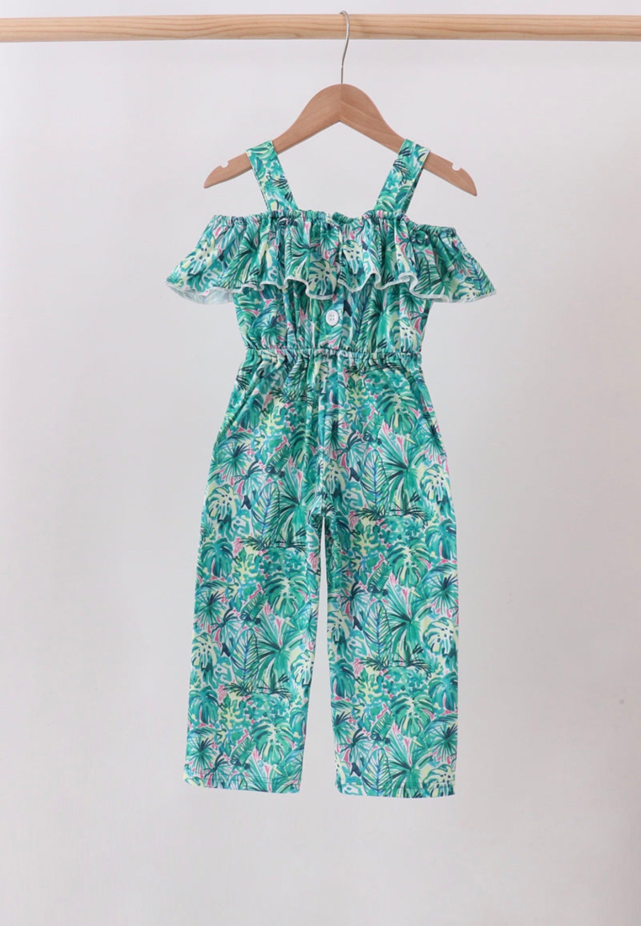 Green lily floral jumpsuit