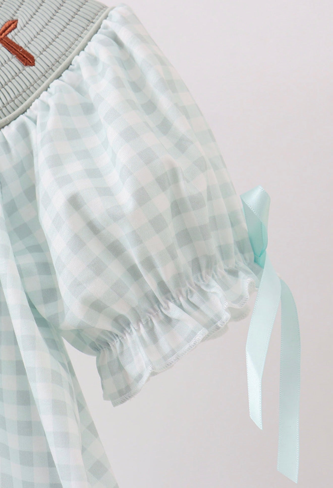 Sage He is risen smocked gingham girl’s dress