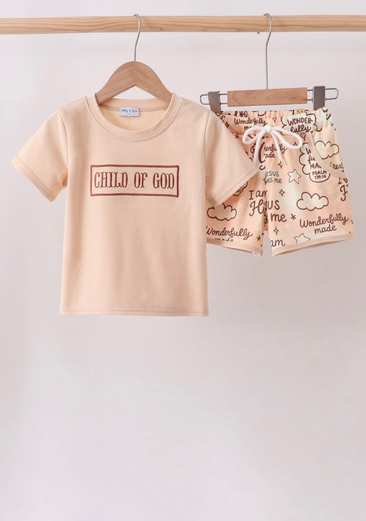Child of God embroidered shorts set