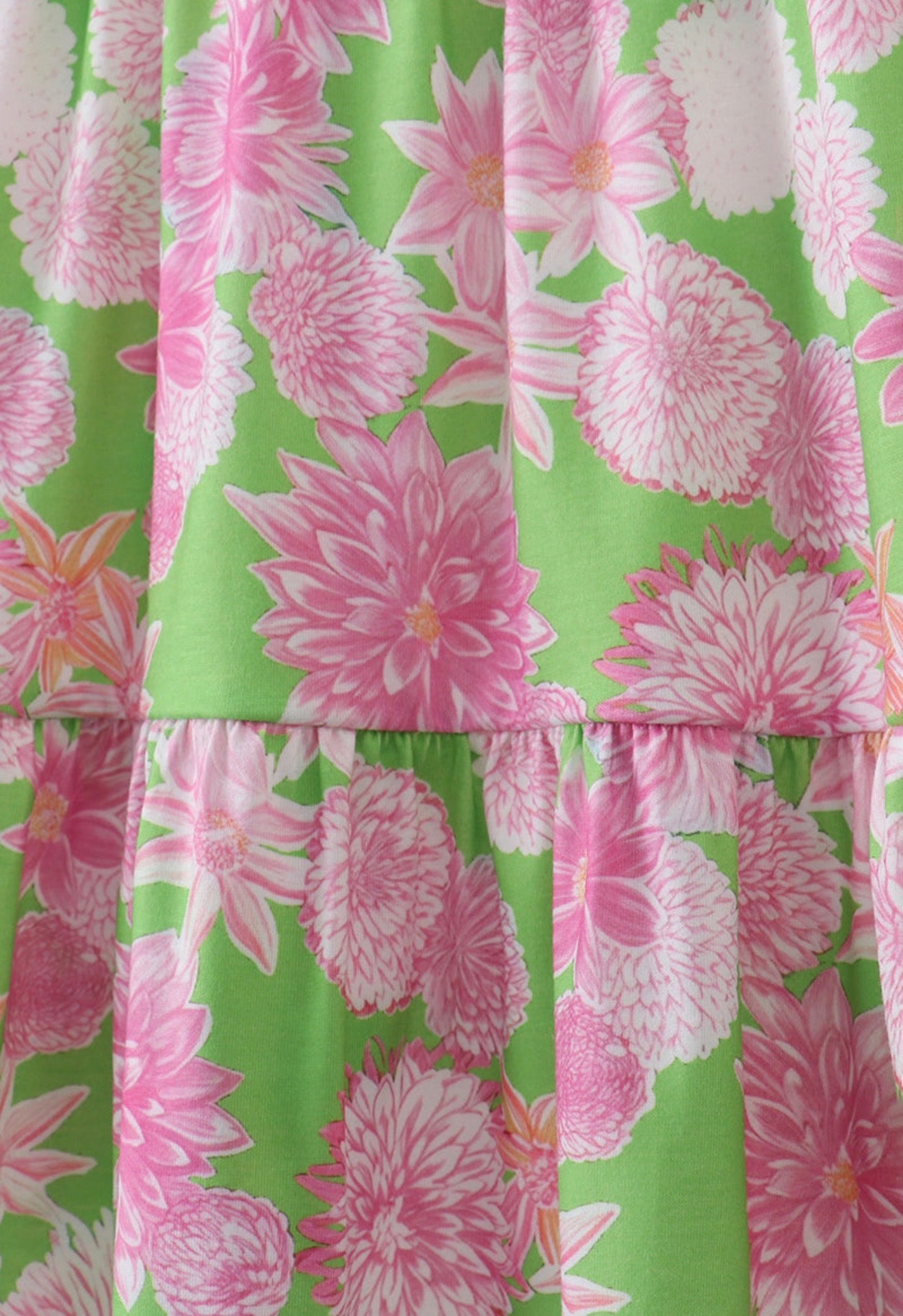 Pink floral ruffle tiered dress