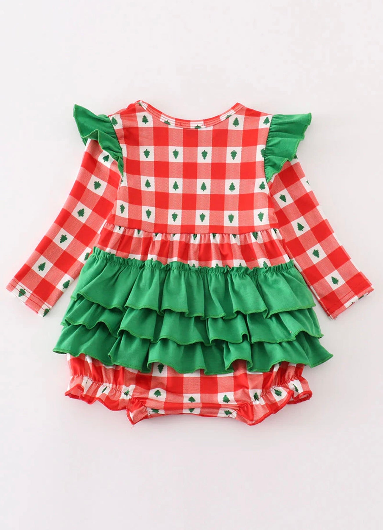 Red Christmas Tree Gingham Girl Bubble ￼