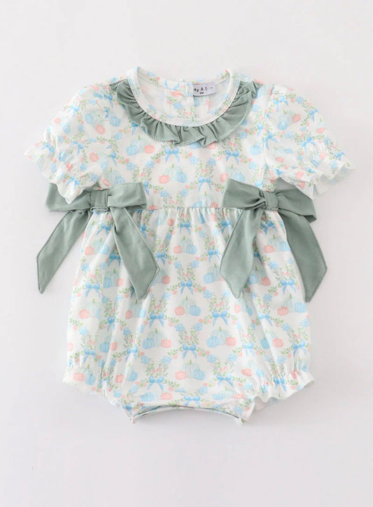 Green pumpkin print girl bubble