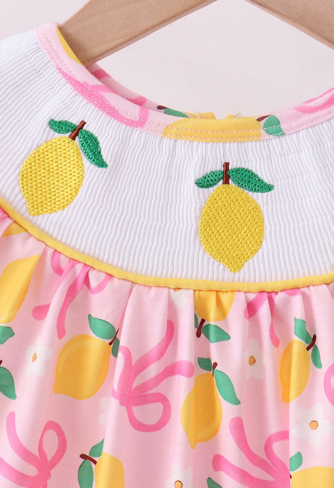 Pink lemon smocked ruffle dress
