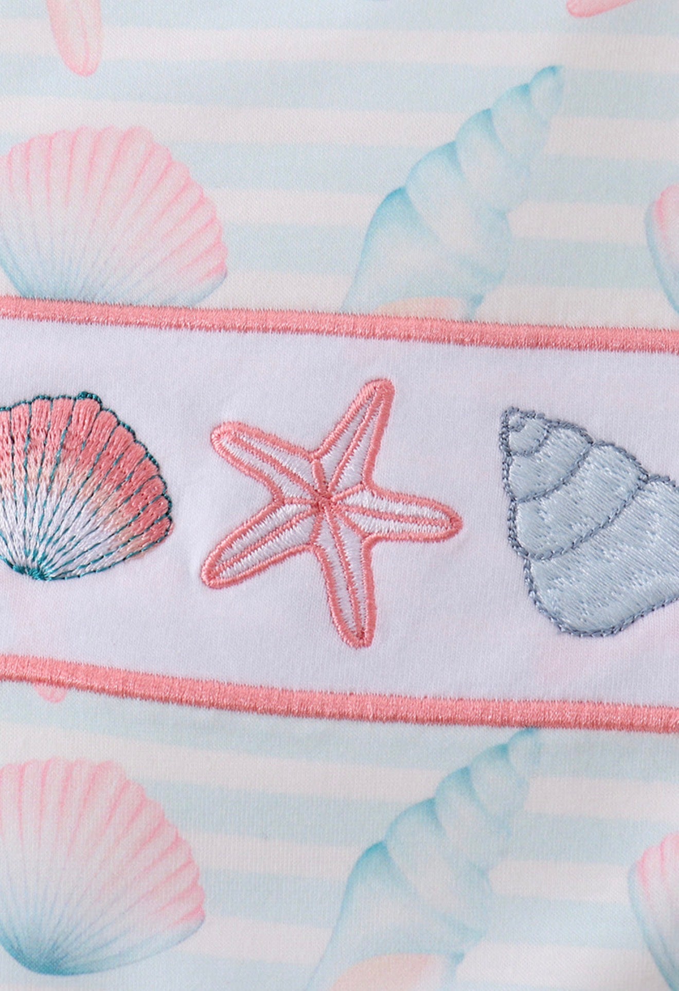 Pink shell starfish embroidery bow bloomer set
