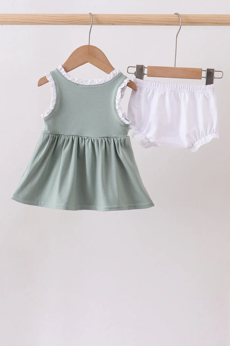 Sage starfish shell embroidery bloomer set