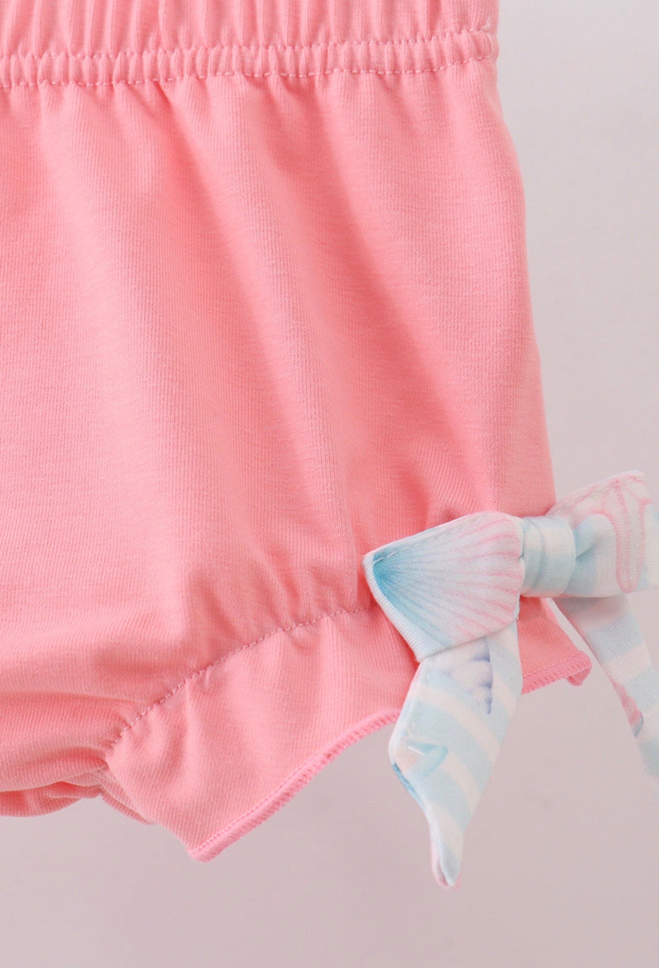 Pink shell starfish embroidery bow bloomer set