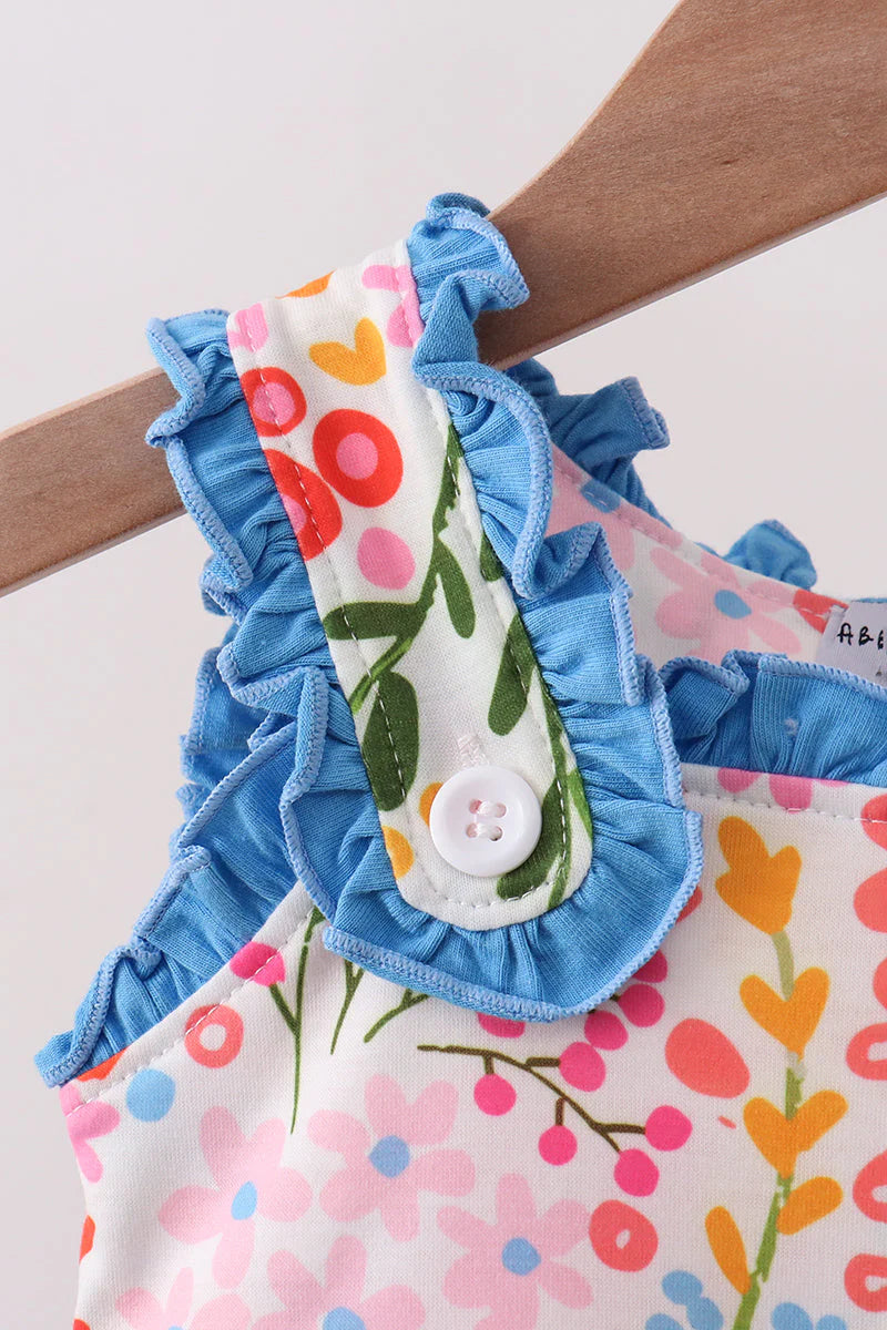 Summer floral print ruffle bubble