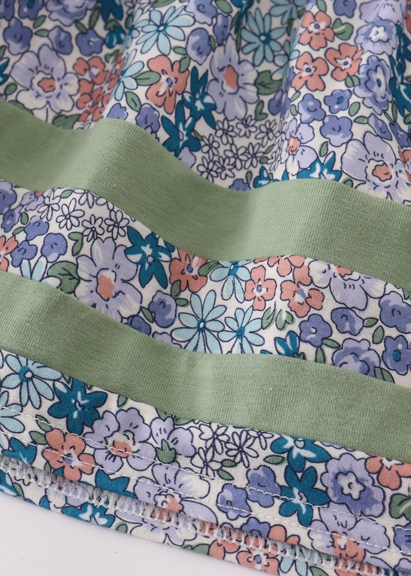 Blue floral pumpkin embroidery girl ruffle bloomer set