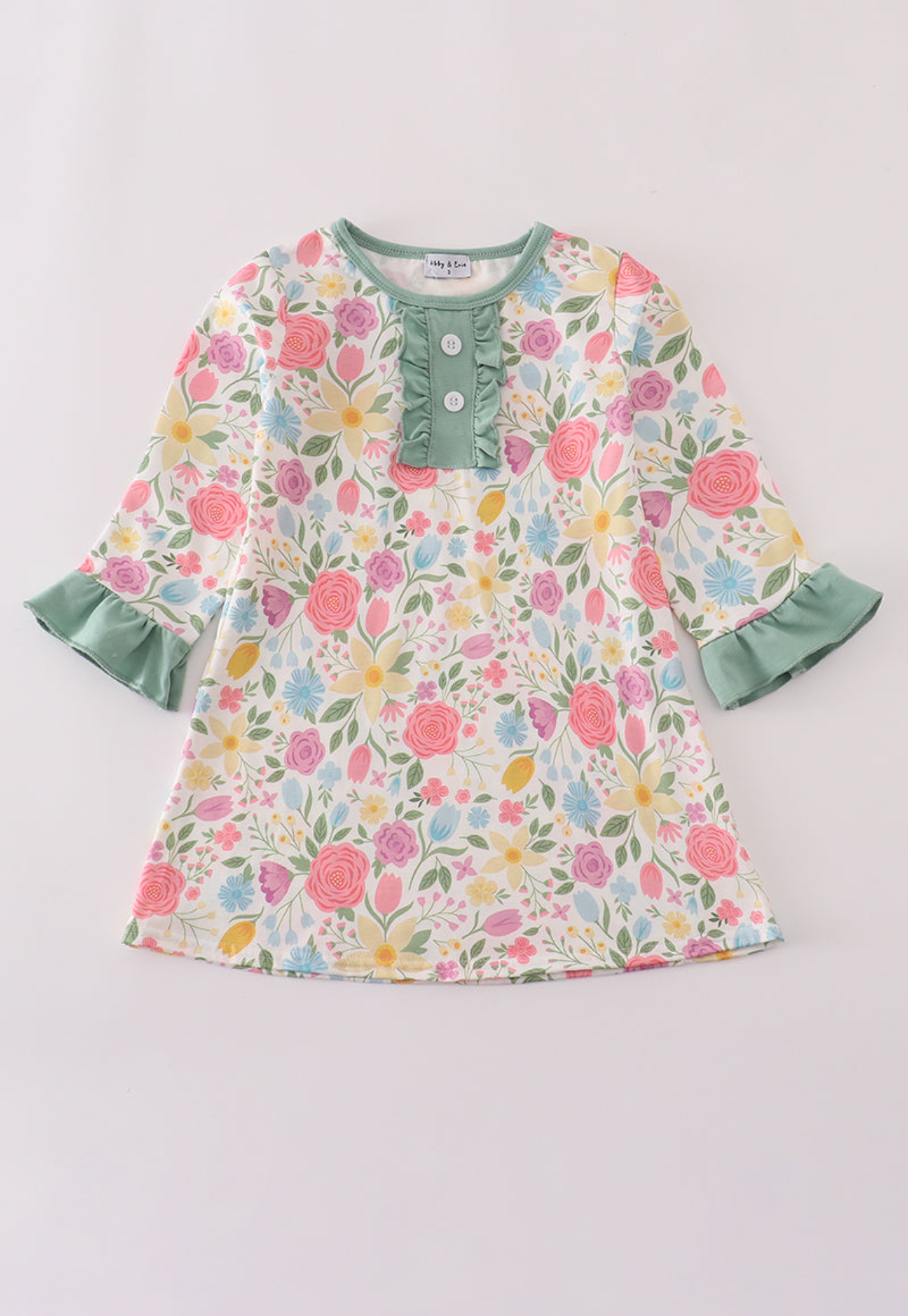 Green floral print dress