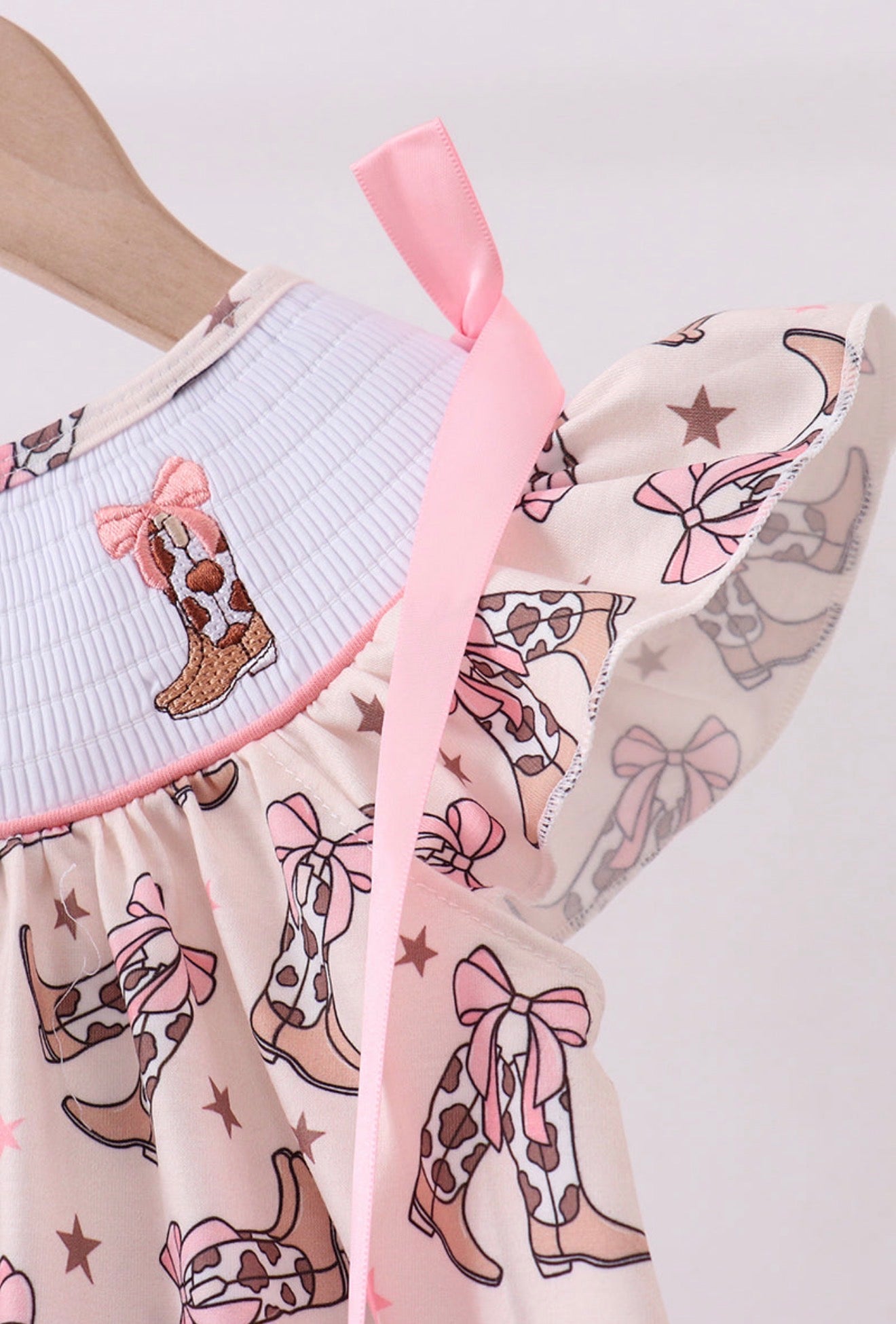 Western cowgirl boots smocked dress