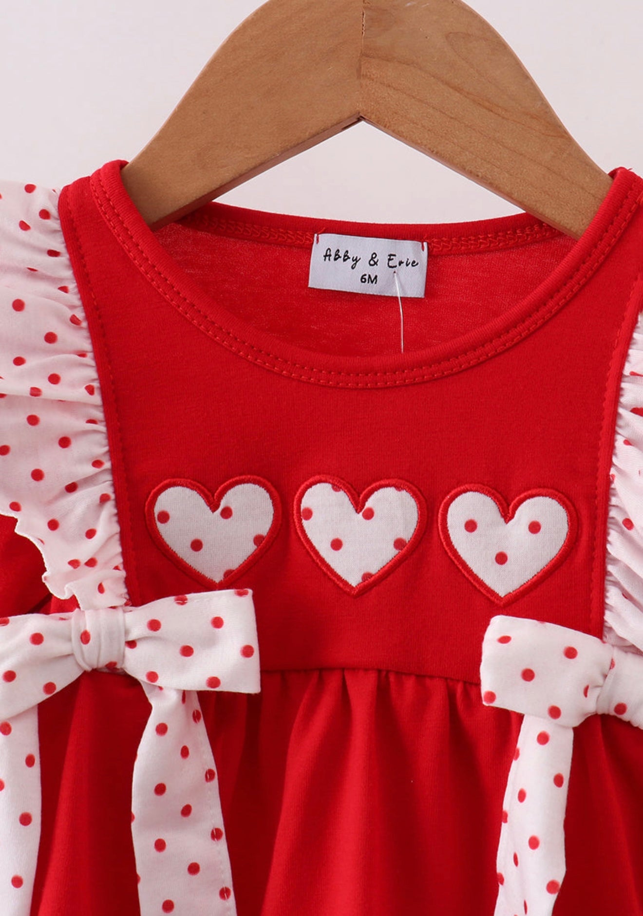 Red heart appliqué ruffle bubble