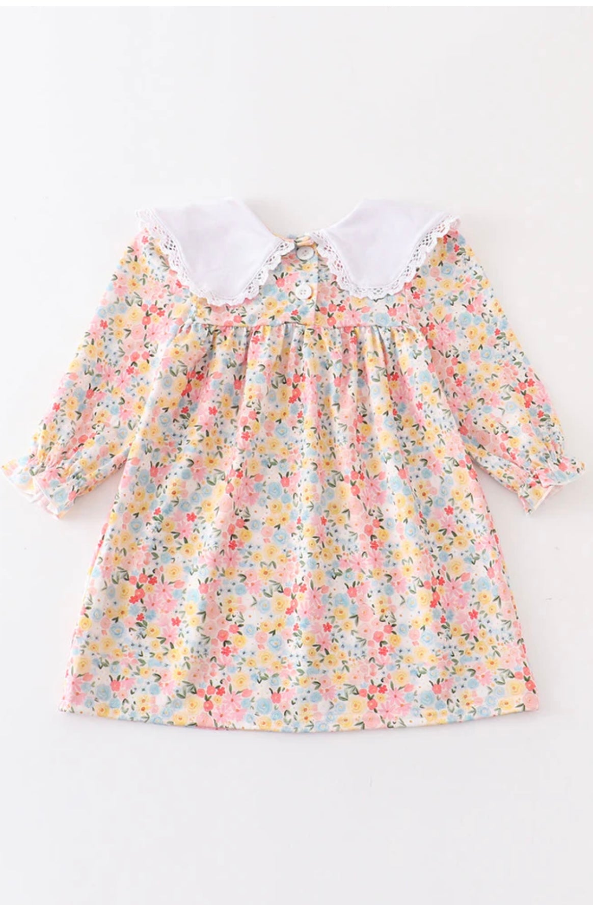 Floral print pumpkin embroidery girl dress