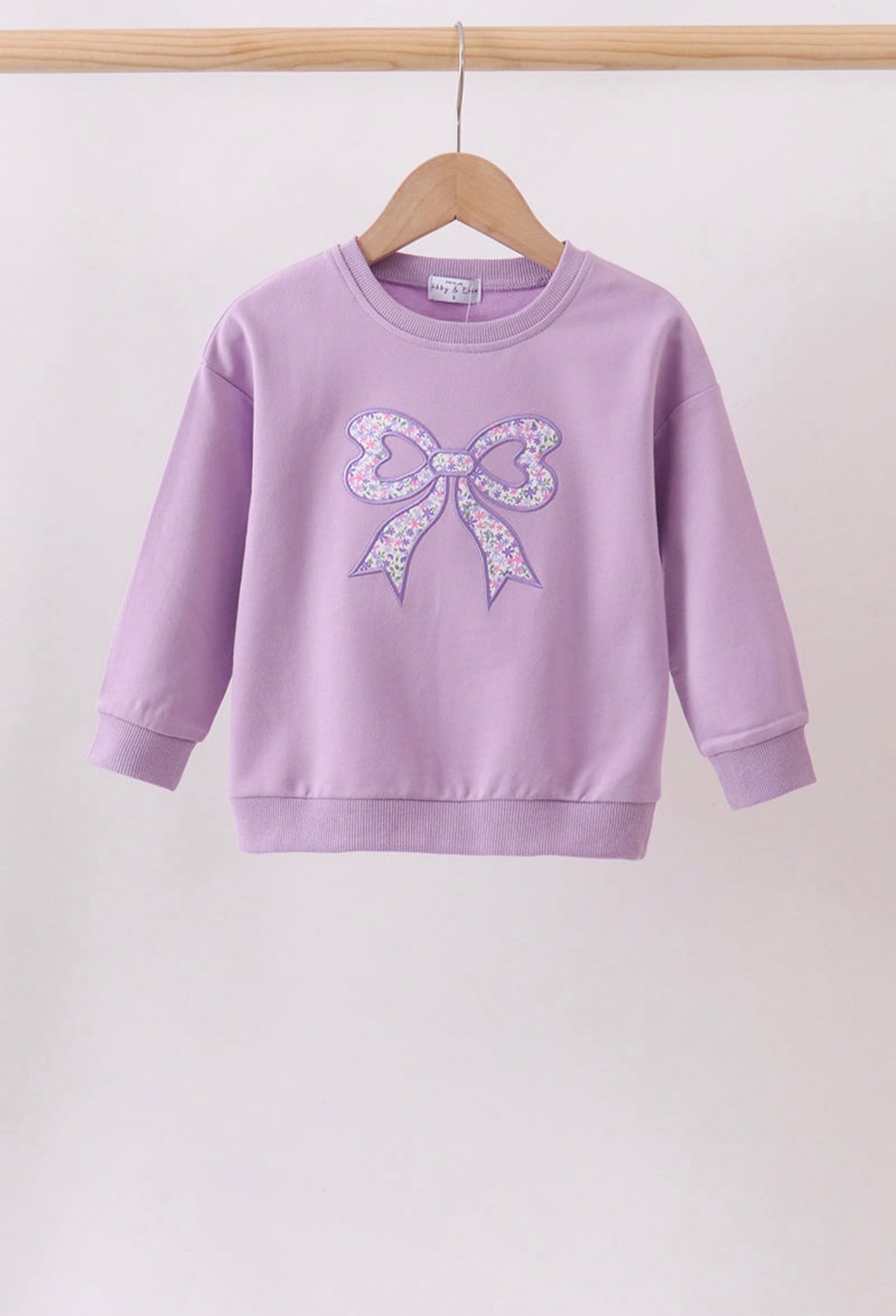 Purple Floral Bow Embroidery Top