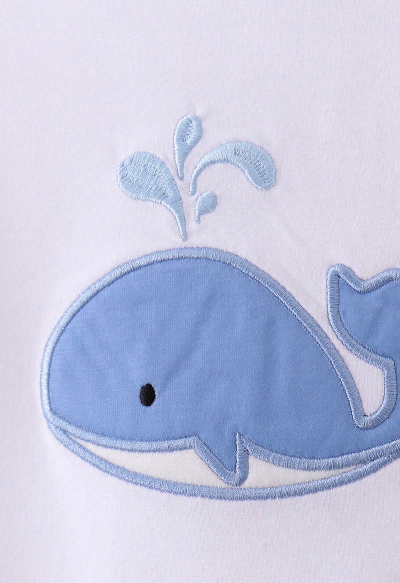 Blue whale appliqué shorts set