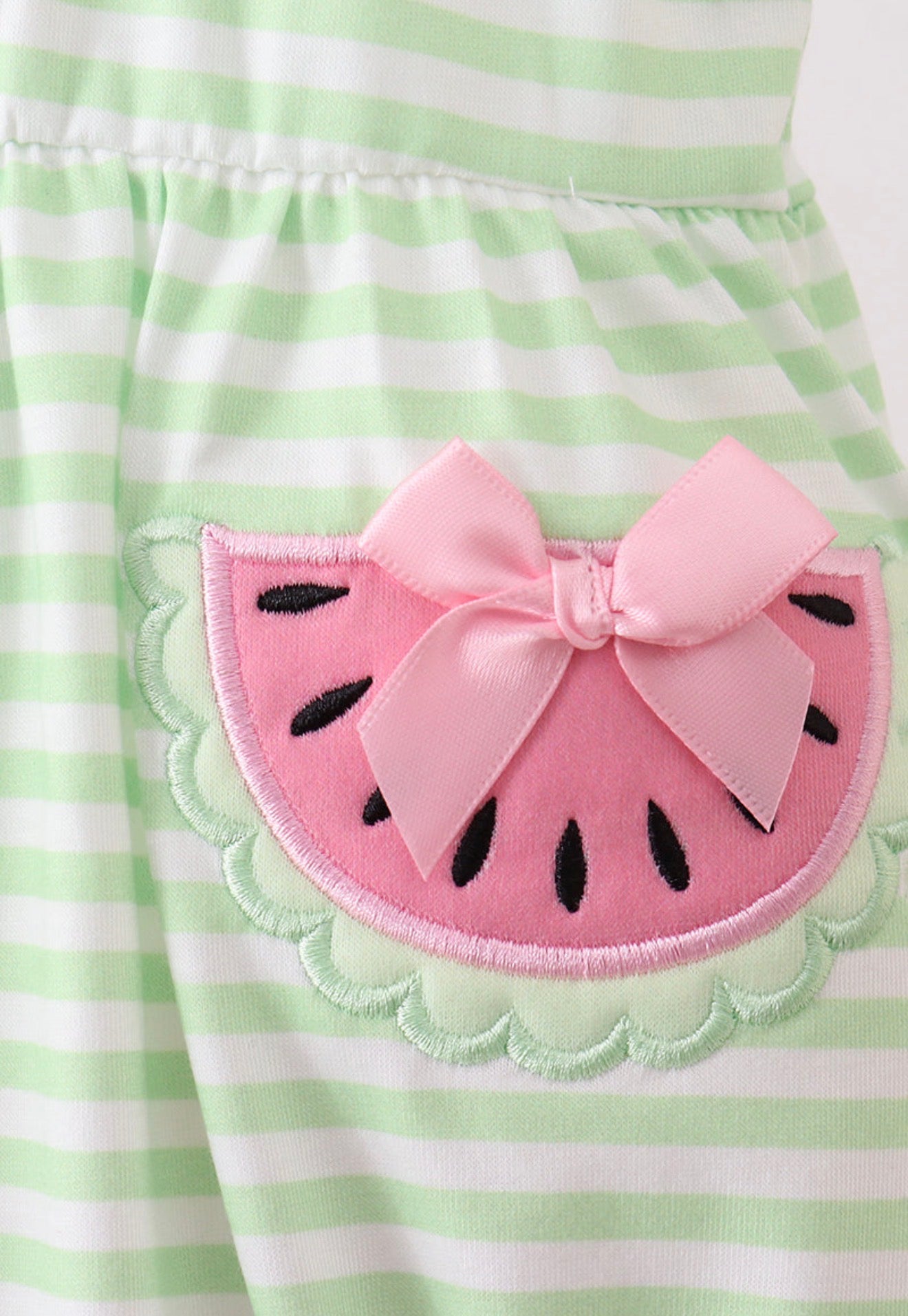 Green watermelon appliqué ruffle bubble