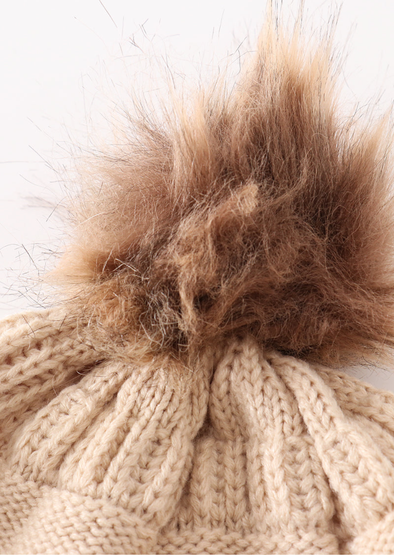 Kids and Adult Pompom Cable Beanie