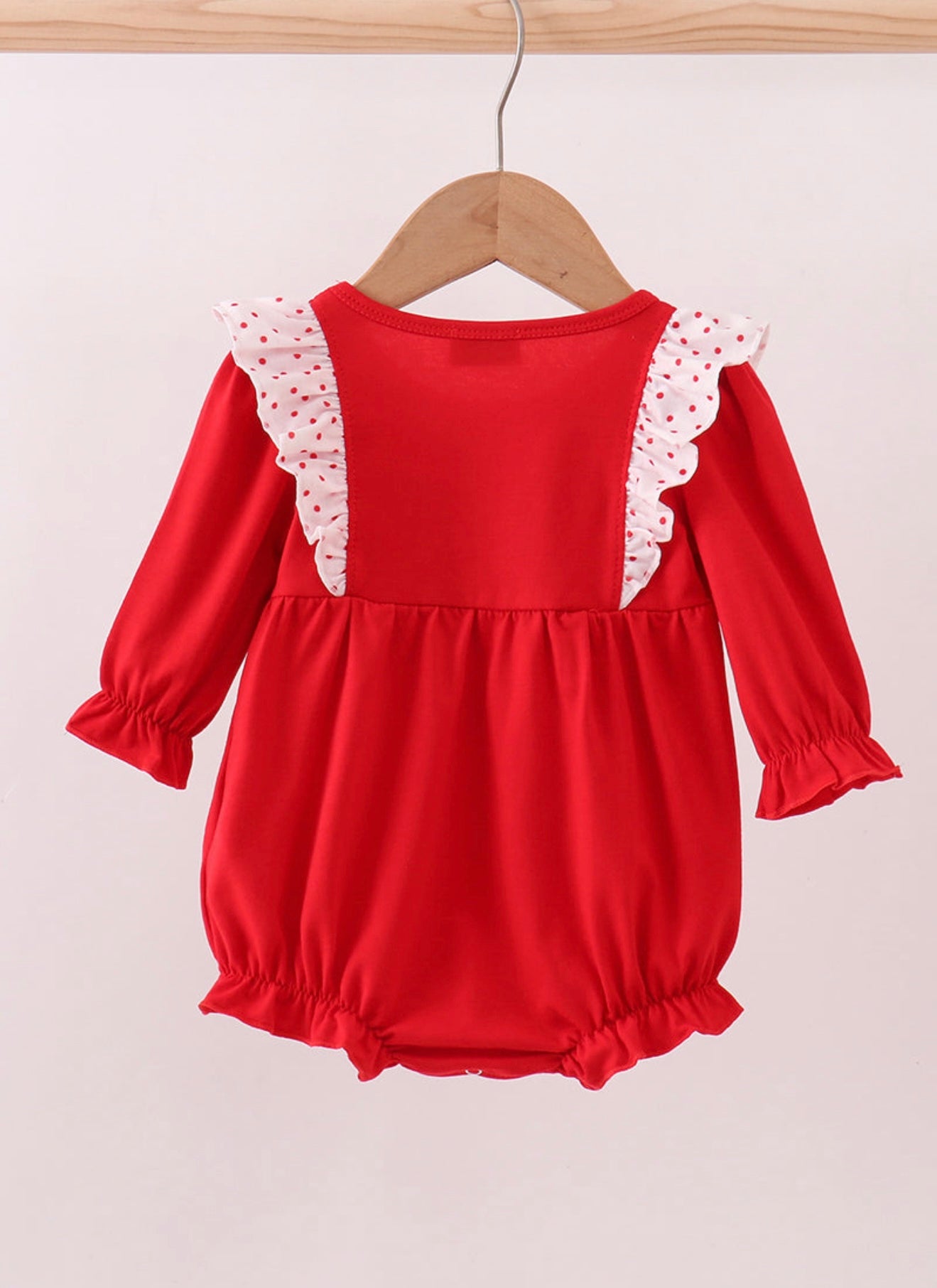 Red heart appliqué ruffle bubble