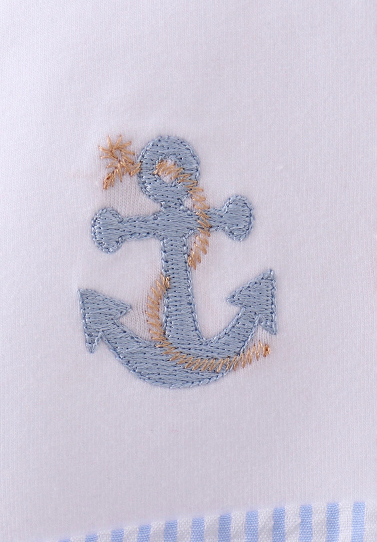 Blue nautical trio seersucker, embroidery bubble