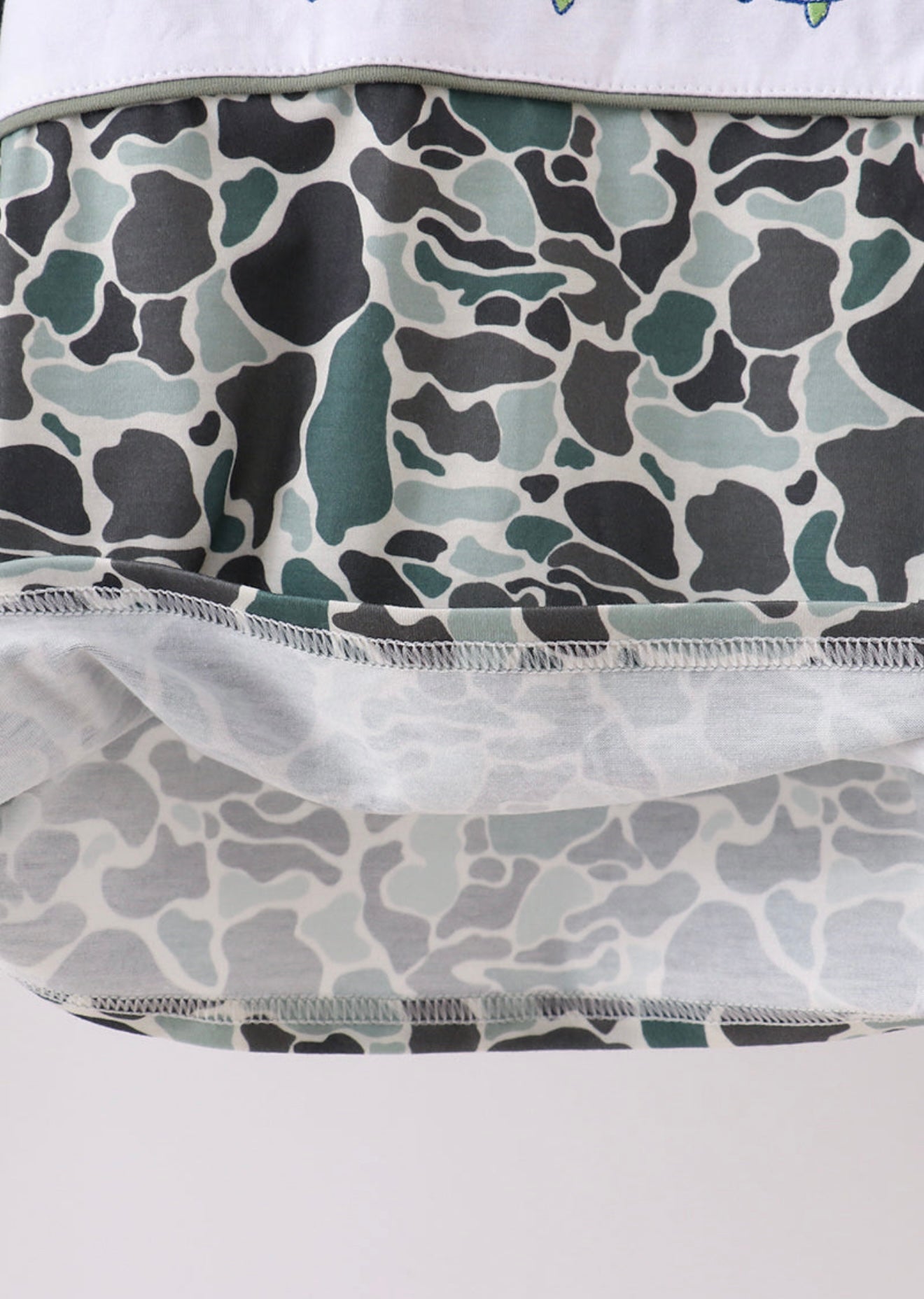 Camouflage fish embroidery top