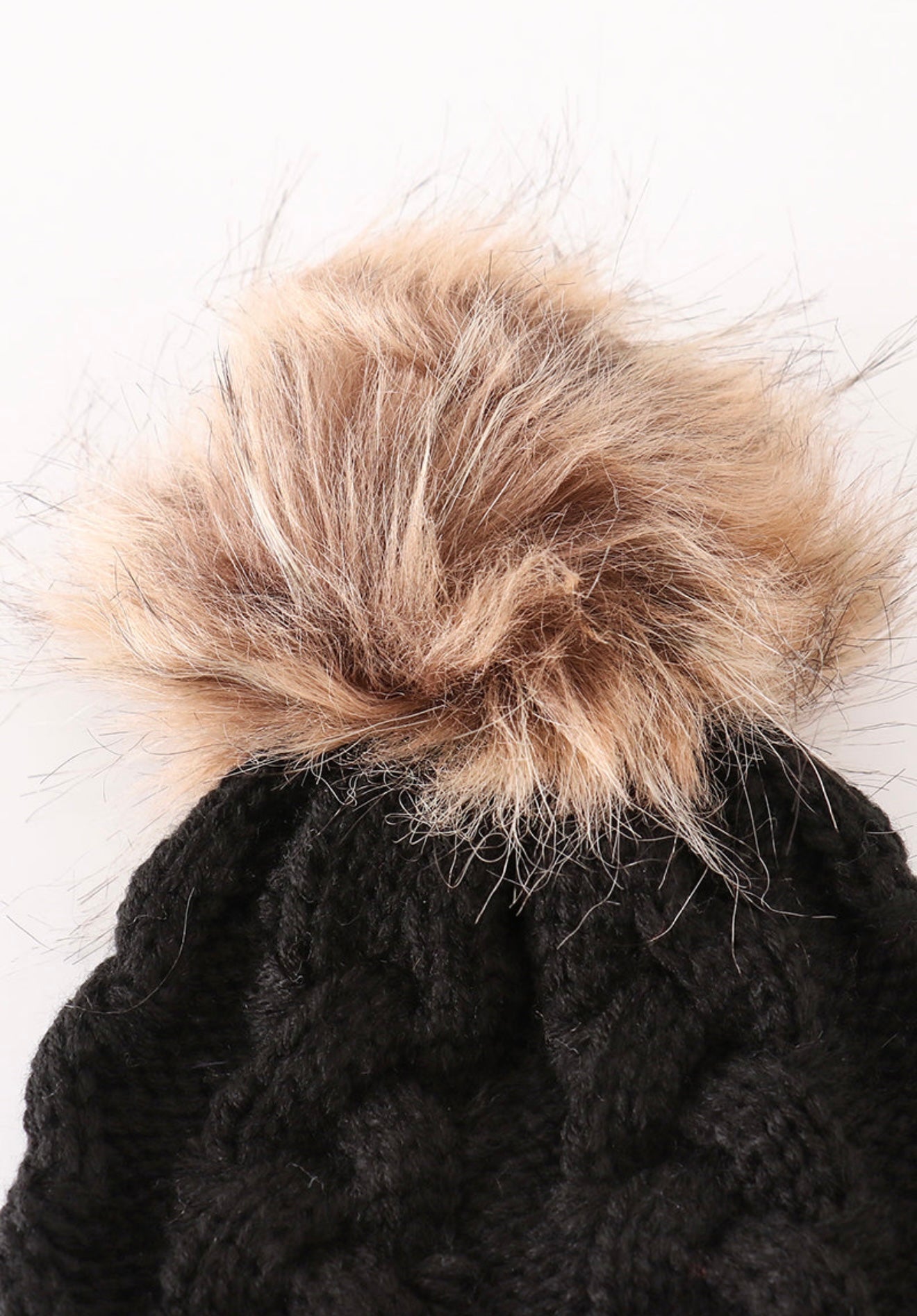 Baby, Kid, and Adult Pompom Cable Beanie