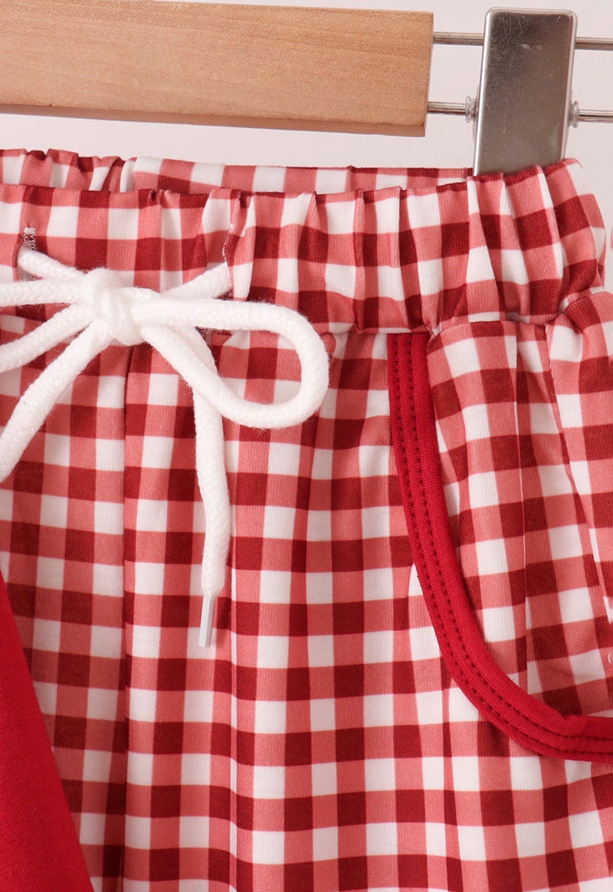Maroon thankful leaves embroidey gingham pants set