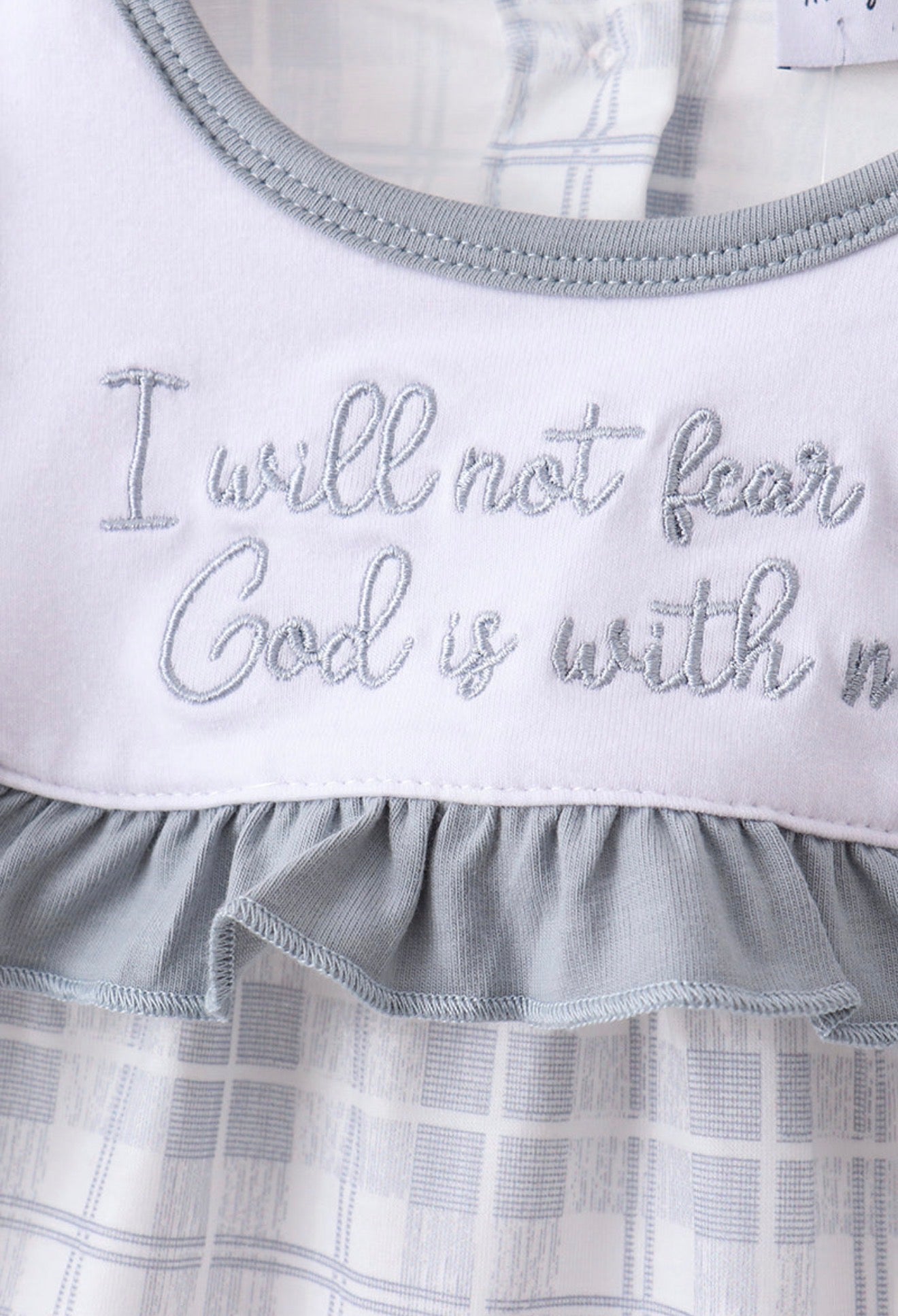 Blue Faith Quote Embroidered Bloomer Set