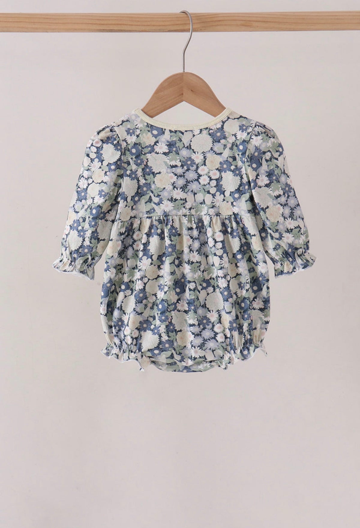 Vintage Floral Smocked Ruffle Bubble
