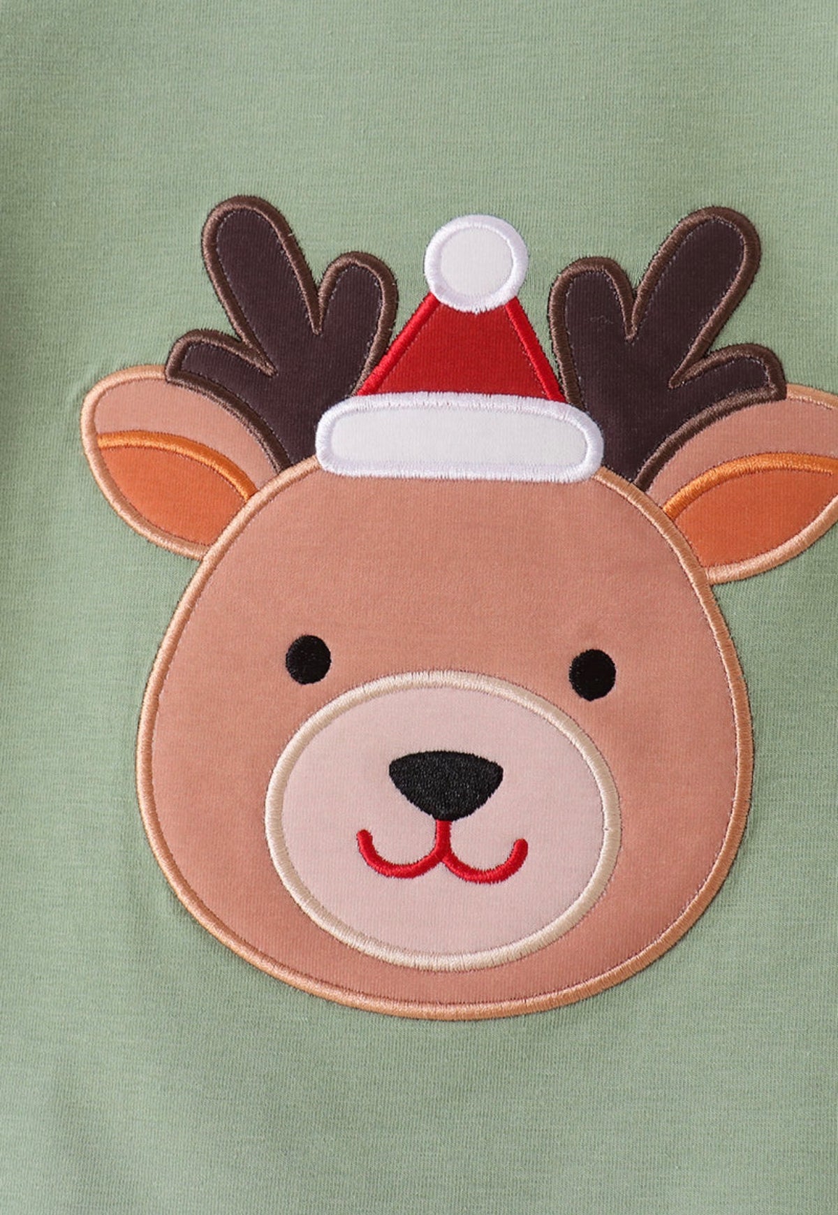 Sage Reindeer Applique Stripe Pants Set