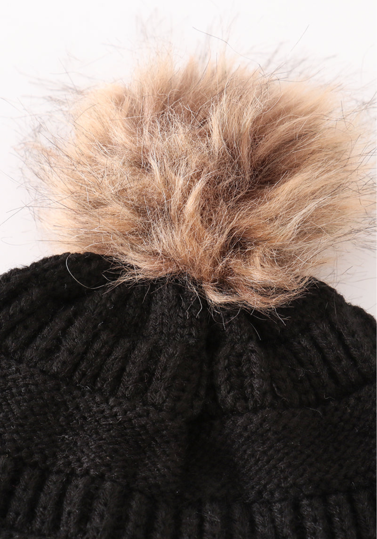 Kids and Adult Pompom Cable Beanie