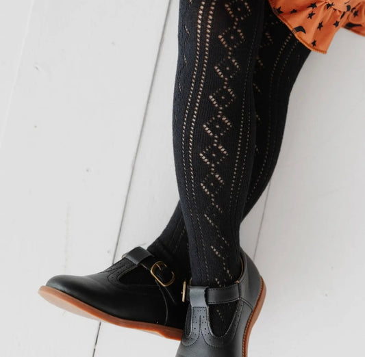 Black Fancy Knit Tights
