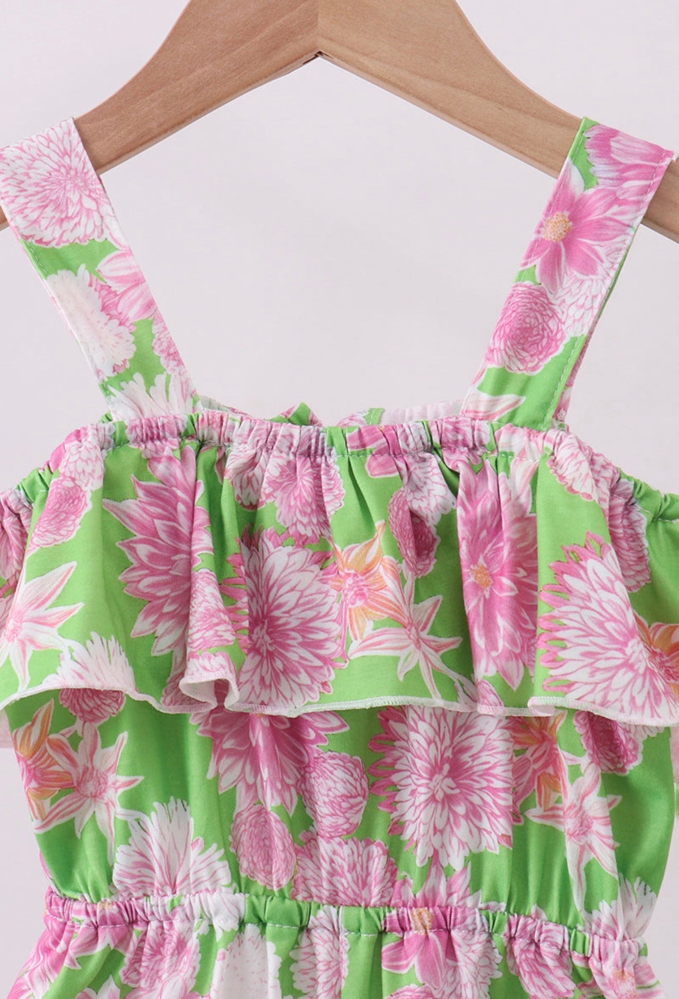 Pink floral ruffle jumpsuit