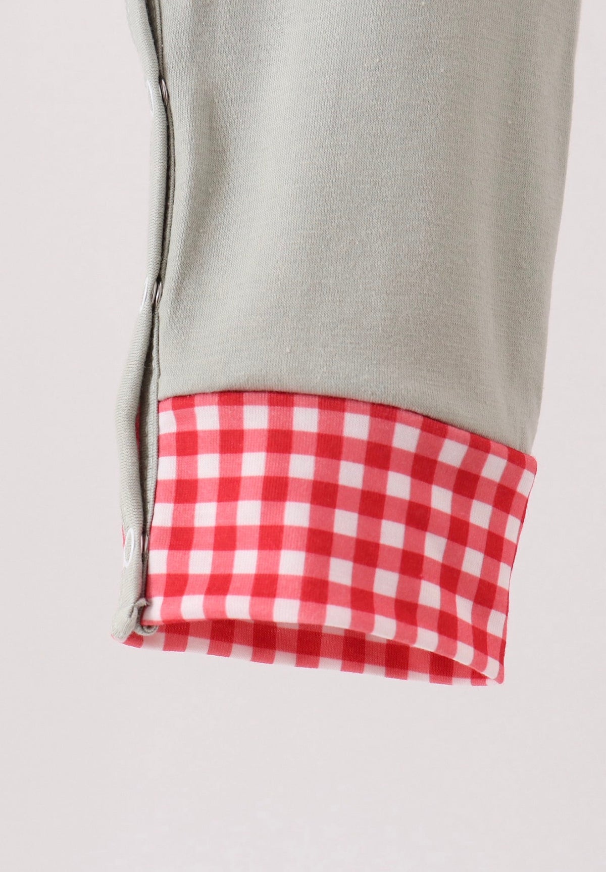 Sage santa applique gingham romper