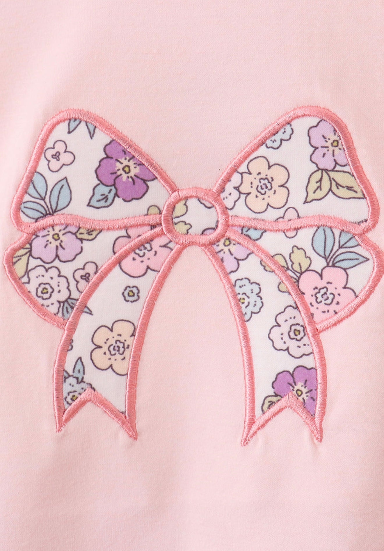 Pink floral bow appliqué ruffle bubble