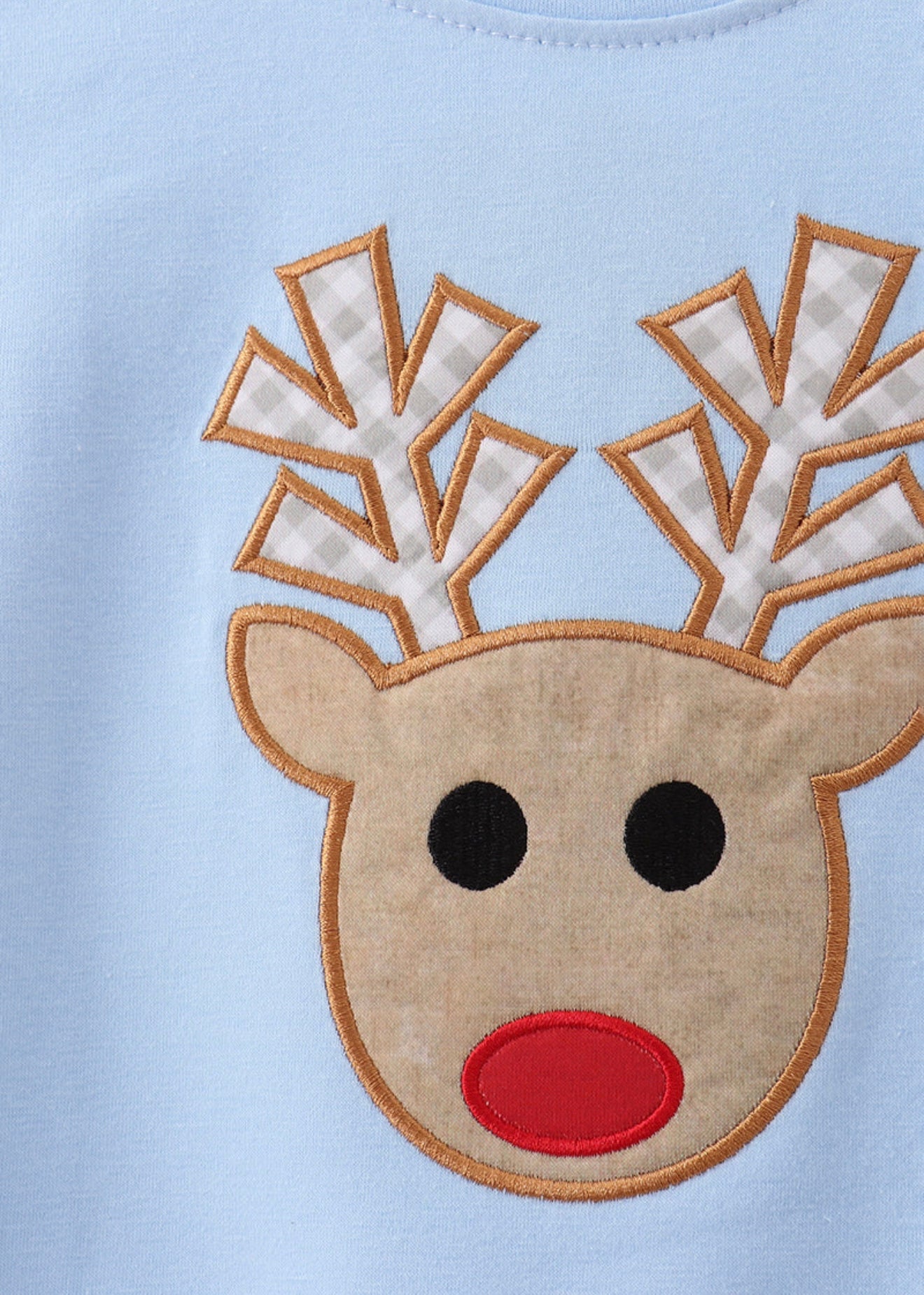 Blue Reindeer Appliqué Top
