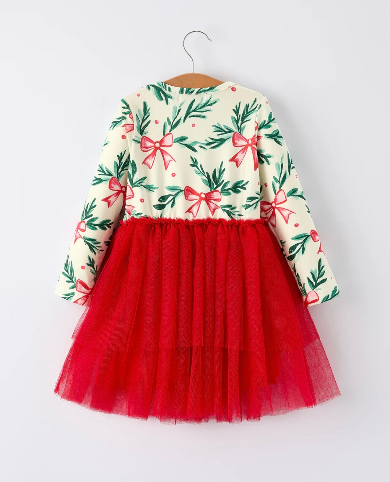 Red Tulle Skirt Christmas Tutu Dress and Holly Print