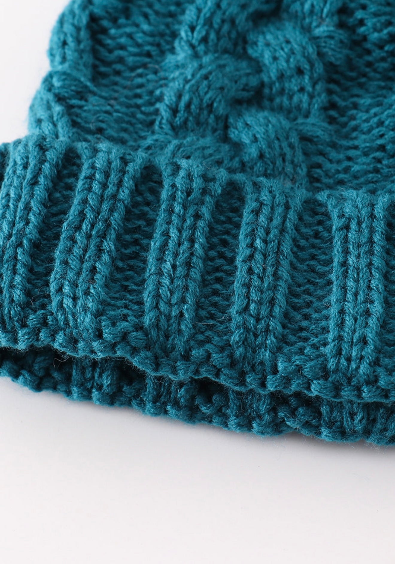 Baby, Kid, and Adult Pompom Cable Beanie