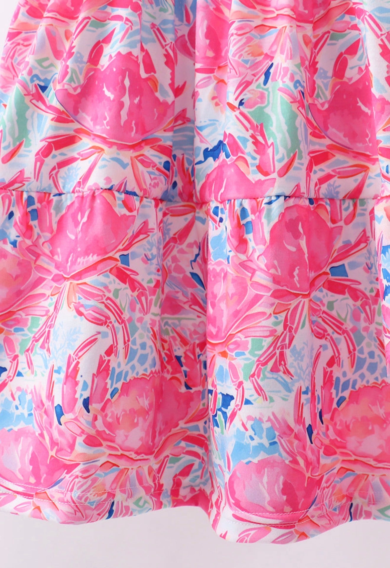 Pink floral smocked ruffle dress