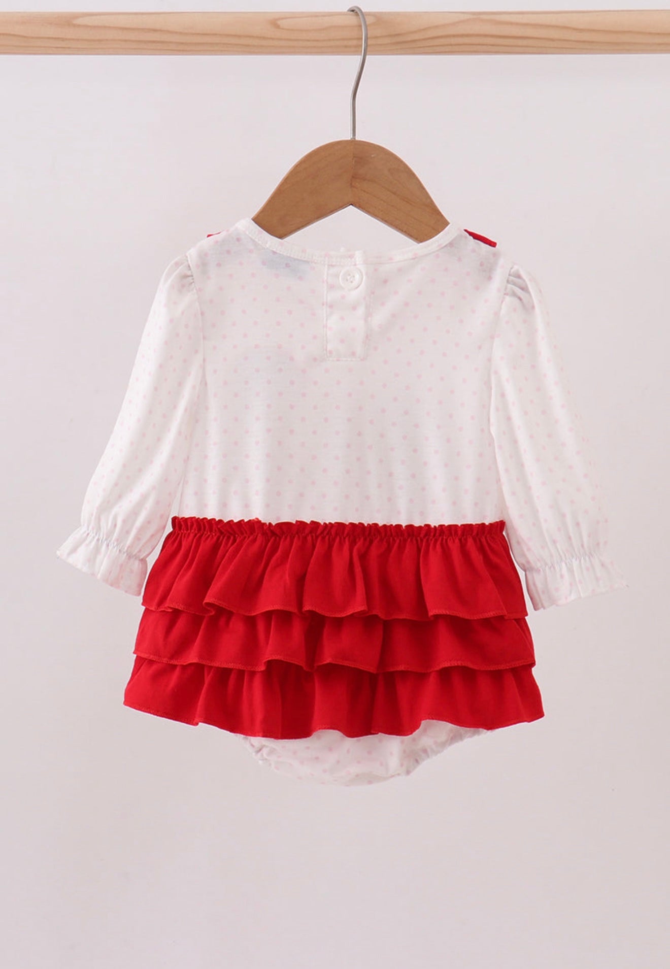 White puppy embroidery ruffle bubble